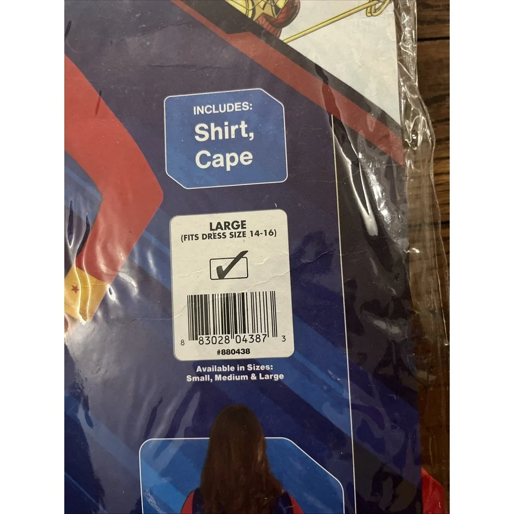 Wonder Woman Halloween Costume Adult Large 14-16 Rubies shirt cape
